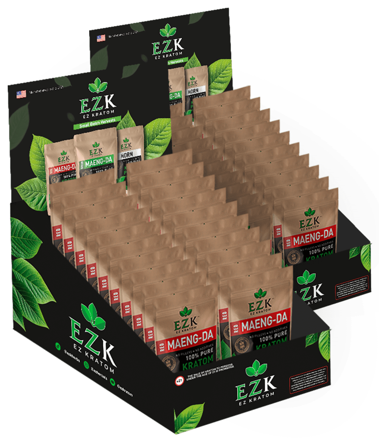 EZ Kratom Raw Powder Display Cases (30g Bags)