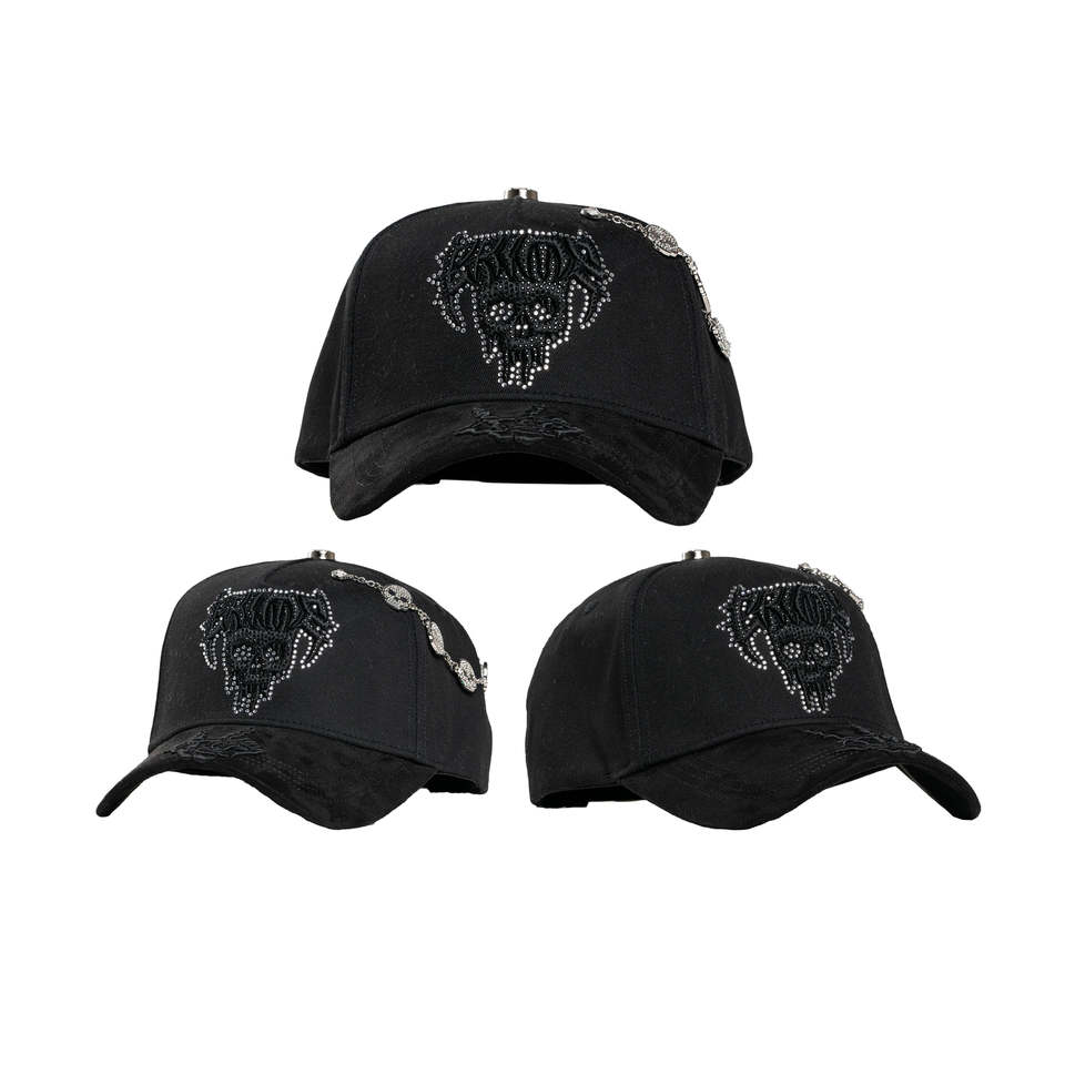 Fast Shipping Unisex 3D Embroidery logo 5 Panel Cap Suede Skull Pattern CRIME Gorras Barbas Hats Baseball Cap with Rhinestone