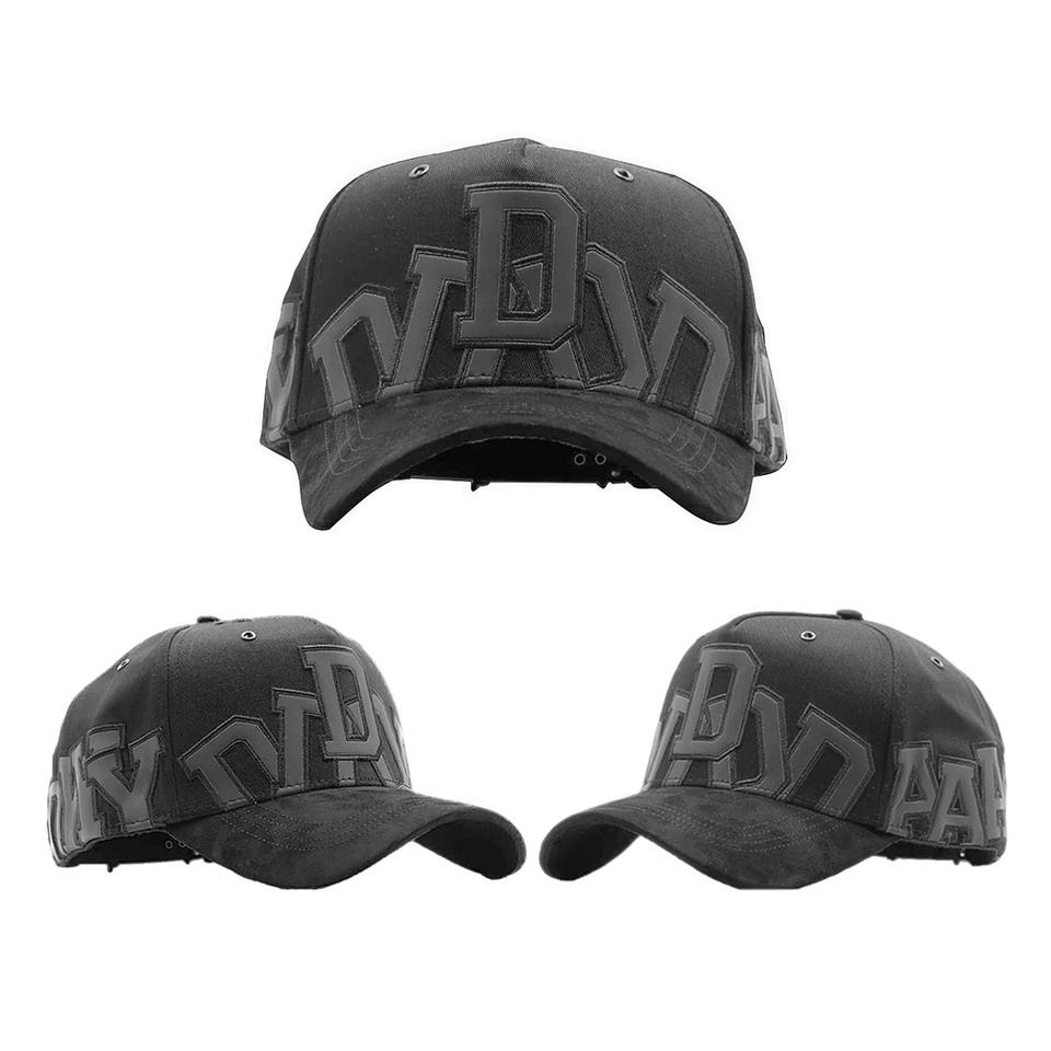 New 5 Panel 3D Embroidery Logo Branded Black Original Suede Brim Visor Mens Satin Baseball Cap Custom Hat Barbas Hats