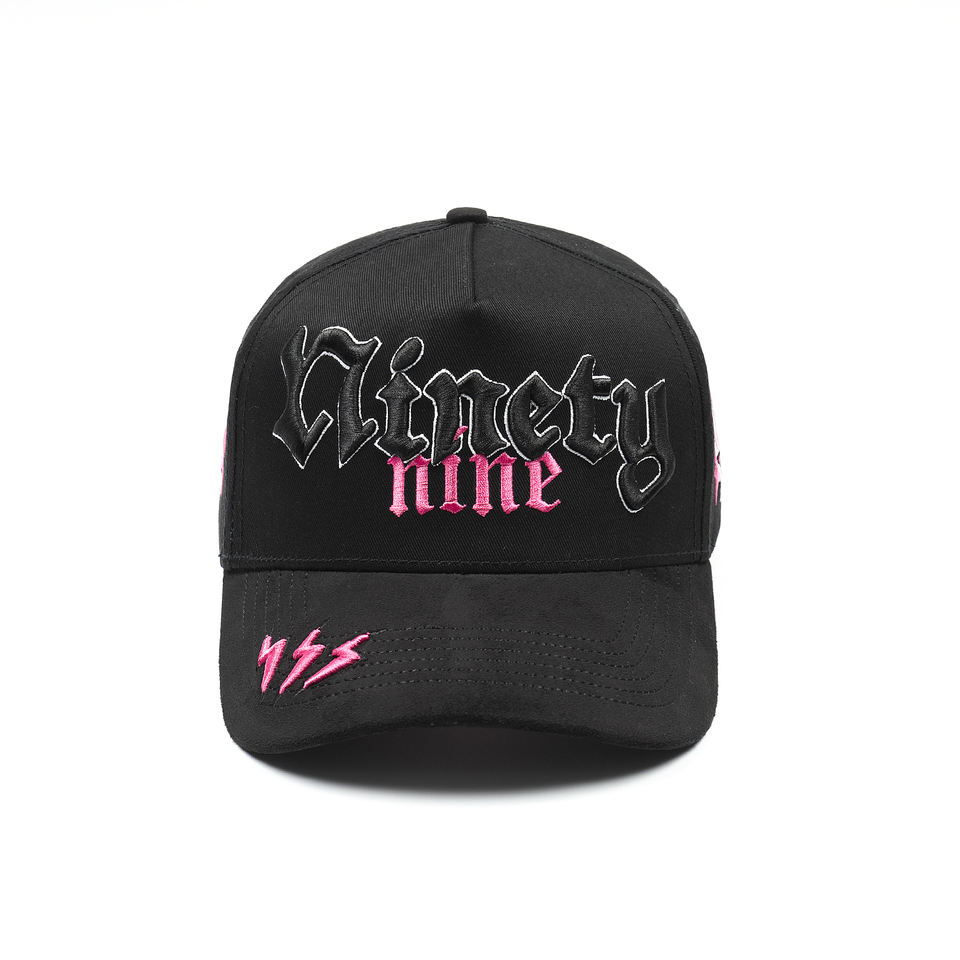 Wholesale 5 Panel Gorras Satin Lining Innedit Hats Black a Frame Suede Sports Baseball Caps Cholo logo