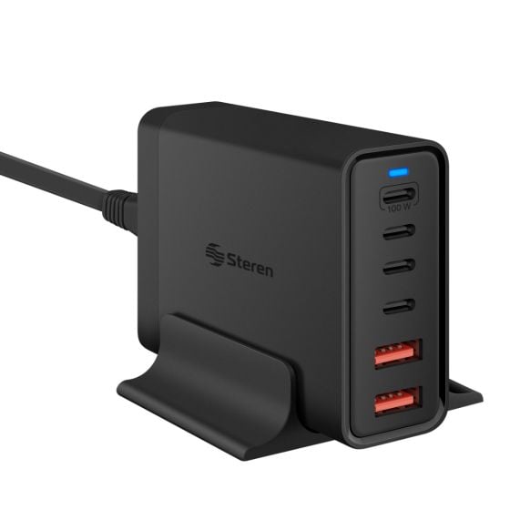Steren Estación de carga GaN USB C PD 100 W / 20 W / USB QC 18 W