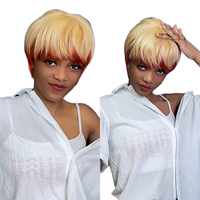 Short Vietnamese Straight Human Hair Machine Made Pixie Wigs Natural Human Glueless Wig 100% Raw Hair Bob Wigs for Women