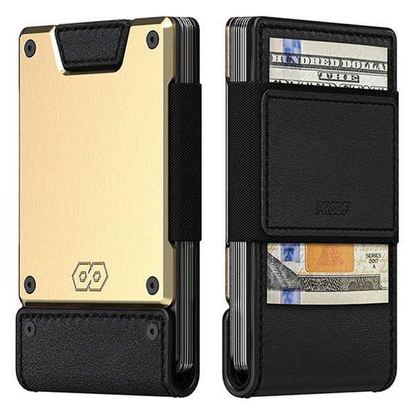 PROOF PROOF Wallet | The Obsidian | Black Full Grain Leather & Brushed Brass
