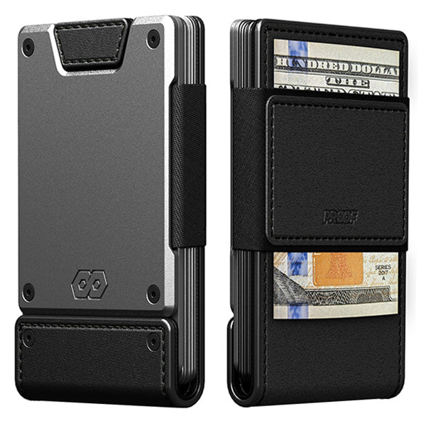 PROOF PROOF Wallet | The Apex | Matte Black Full Grain Leather & Satin Gunmetal