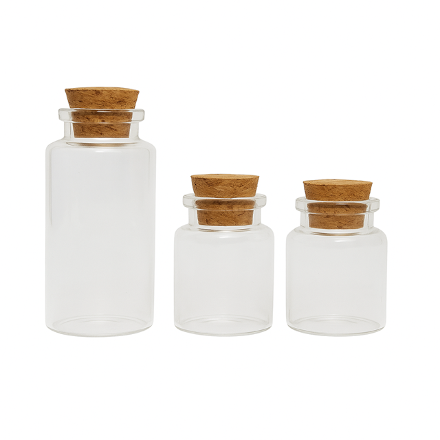 MAYALAB INSTRUMENT Cylindrical Borosilicate Glass Bottle Wooden Cork Stopper 10ml Capacity