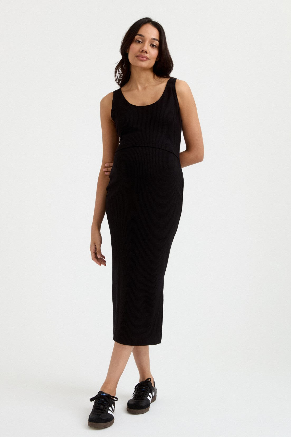 Maeve Rib Nursing Tank Dress (Black)