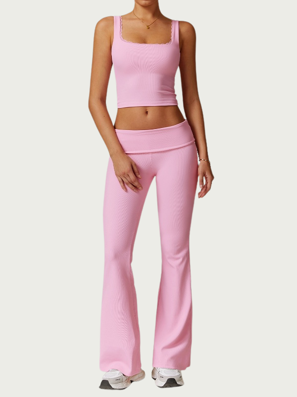 ZIYANG (Yiwu Ziyang Import & Export Co., Ltd.) Women’s Ribbed Backless Yoga Set: High Waisted Tank and Pants