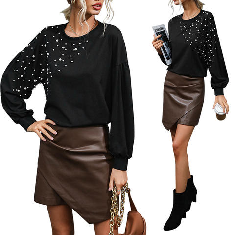 Custom Sweet Elegant Lady Crop Top Long Sleeve Beading Tops