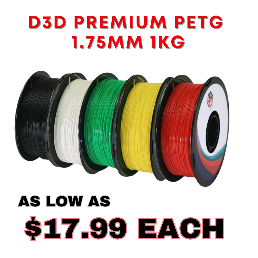 D3D Premium D3D Premium PETG 1.75 mm 1kg Spool - (9 Colors Available)