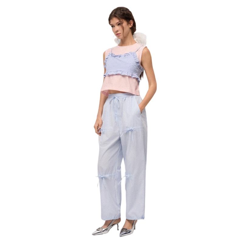 Yunkai Clothing (Foshan) Co., Ltd. Women's Pink Bow Casual Workwear Pants Summer Garment Dyed Japan Style Quick-Drying...