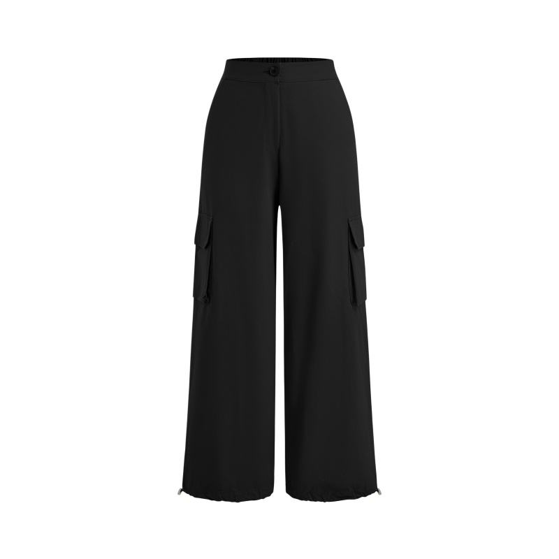 Yunkai Clothing (Foshan) Co., Ltd. Unisex Mid Garment Dyed Nylon/Cotton Lightweight Elastic Waist Smart Casual Cargo Pants...