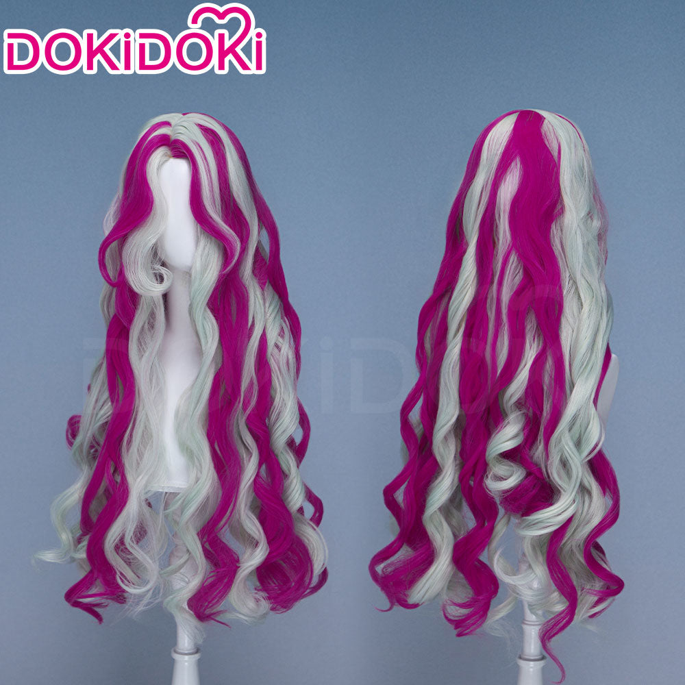 DokiDoki Cosplay DokiDoki Anime Cosplay Wig Long Curly Purple-red Silver Highlight Hair