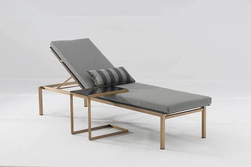 LoFurniture (Guangdong Dening Furniture Co., Ltd.) Modern New Fashion beach Sunbed Quick Dry Foam cushion Lounge chair aluminum outdoor...