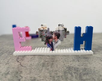 lilidesigners Custom Initials Heart Brick Puzzle – Personalized Couples Gift, Anniversary or...