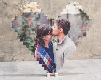 Custom Photo Heart Puzzle | Brick Design, Unique Anniversary Gift
