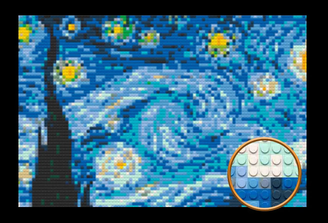 Starry Night Art Piece Home Wall Decor Bricked Mosaic Portrait 20x30"