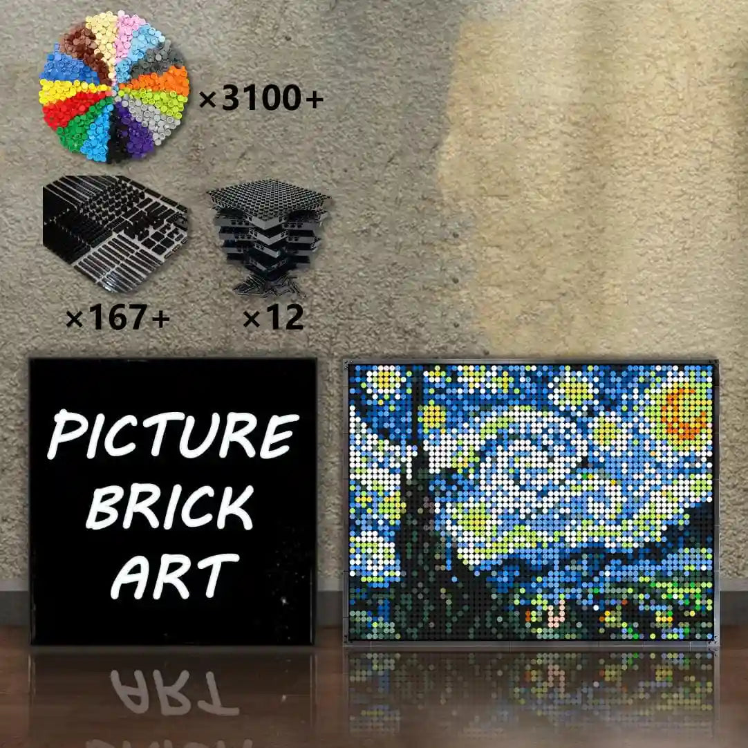 Picture Brick Art LEGO Mosaic Wall Art-Van Gogh Starry Night-64x48