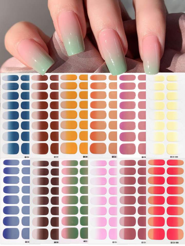Jinan Maixi Biotechnology Co., Ltd. TikTok Bestseller Factory Wholesale Gradient Gel Nail Stickers Ombre Nail Wraps Custom...