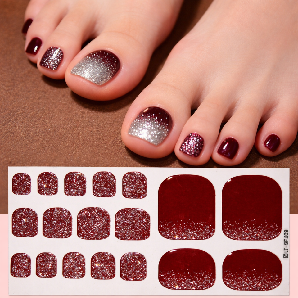 Custom Logo Semi Cured Gel Toe Nail Stickers UV Gel Nail Wraps for Toes OEM Nail Art Stickers Salon Supply