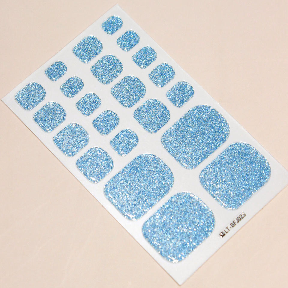 Wholesale Semi Cured Gel Nail Stickers for Toes Custom Color Packaging UV Gel Toe Nail Wraps Easy Apply