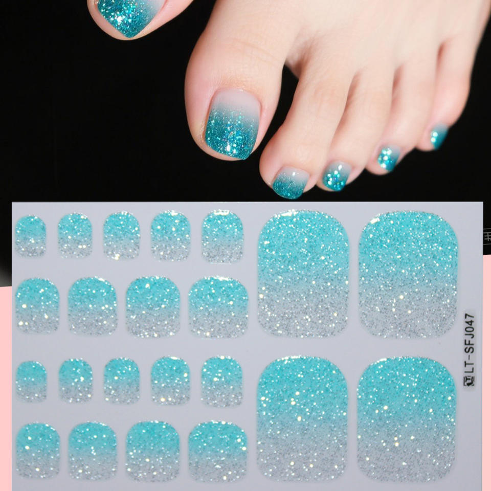 OEM Custom UV Gel Nail Stickers for Toes Semi Cured Gel Nail Wraps No UV Lamp Needed Toe Nail Stickers Wholesale