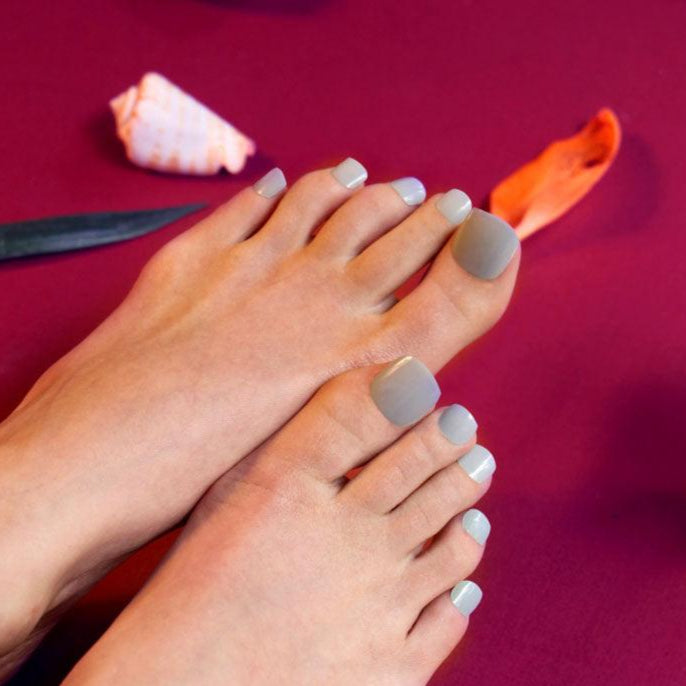 Danni & Toni Sleek Slate Grey Gel Pedicure Nail Strips | Magdalena - 0405