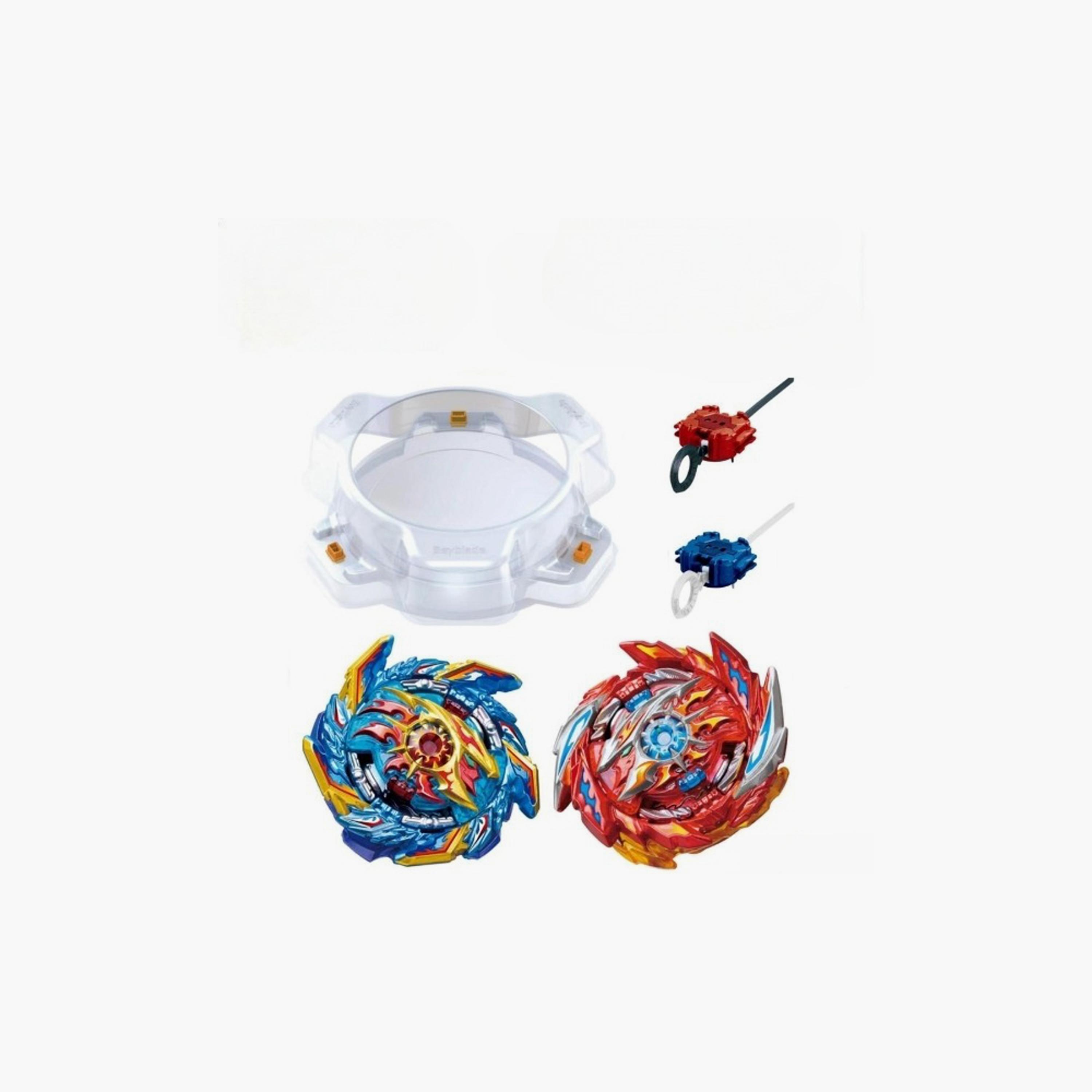 AHMED ABDUL RAHMAN AL LIUSIE CO Beyblade Pack of 4 Series 5 Beybattle Sparking Top Set with Launchers & Rip Cords