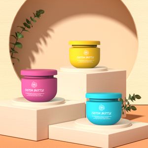 Wholesale Yellow Hair Conditioner Jar Packaging Custom 250ml Empty HDPE Plastic Body Butter Scrub Jars