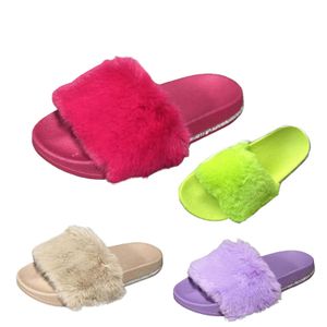 Wholesale Fall Winter Indoor Slippers Shoes Beautiful Furry Slippers for Women Sequined EVA Sole Open Toe Flat Fur Slipper