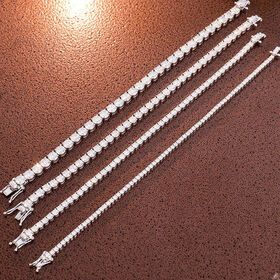 Custom 925 Sterling Silver VVS Moissanite Diamond Hip Hop Jewelry 3mm 4mm 5mm Moissanite Tennis Bracelet for Men Women