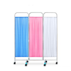 Medical Folding Screen Hospital Privacy Stainless Steel Portable Ward Screen Partition blackout curtain