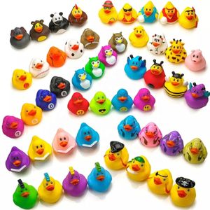 Promotional Gift Plastic Toy Weighted Floating Racing Assorted Black Printed Bath Ducky Bulk Bathtub Squeaky Rubber Duck