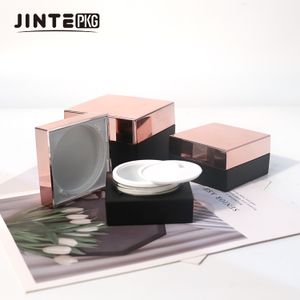 Empty Wide Mouth 30ml 50ml Luxury Black Square Shape Cosmetic Packaging  PP Cream Jars For Cream Lotion Nail Gel jars