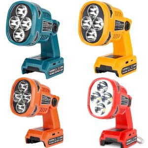 Cordless Flashlight LED Work Lamp For Makita/Dewalt/Milwaukee/Bosch/Ryobi 18V Li-ion Battery 12W Emergency Flood Lights with USB