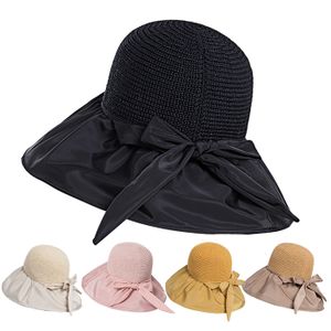 Summer Fashion Wide Brim Uv Protection Vinyl Sun Hats For Women Sun Visor Hat Polyester Bucket Hat With String