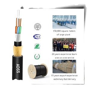 Adss optic fiber cable single jacket 100m 200m 300m 400m 500m span 12 24 48 96 core adss fiber optic cable