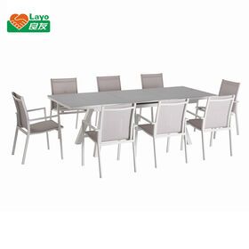 Hot Sale 9 pcs Alum Dining Table Chair Set Garden Furniture for Home