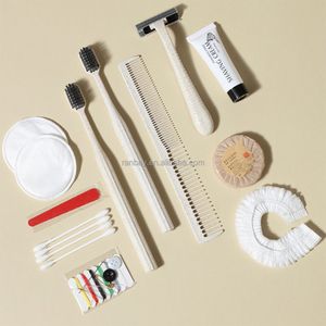 Luxurious Eco Guest Amenities Hotel Dental Kit, Shaving Kit, Comb, Vanity Kit, Shower Cap and Sewing Kit