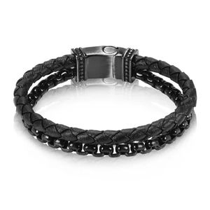 Handmade Vintage Fashion Jewelry Bracelet Custom Stainless Lock Braided Leather Men Bracelets