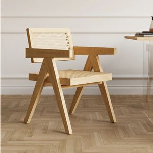 Fashion Wooden Dining Room Restaurant Chair  Rattan Furniture Luxury Style Chair
