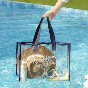 DS3922 Waterproof Beach Tote PVC Beach Bag Foldable Bath Shower Bag for BathroomSwimming Large Clear Travel Toiletry Bag
