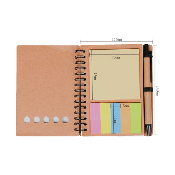 School Supplies Eco friendly Recycle Paper Spiral Sticky Note Memo Pad Custom Logo Notepad With Pen
