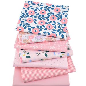 7pcs Pink Floral Print Cotton Fabric Squares Bundles Precuts Quilt Squares Patchwork Bundles for DIY Sewing Art Craft