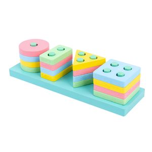 Montessori Educational Toys 4 Column Blocks Children Educational Sensory Sorting Nesting Stacking Toys Sets 2024 Building Block