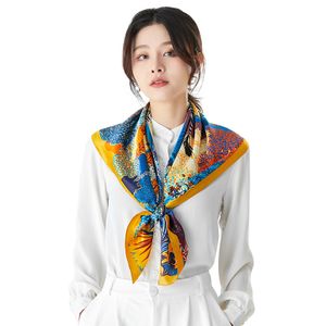 Colorful wholesale 90*90cm square 100%  silk scarf for women printed silk scarf  flower pattern women silk scarf