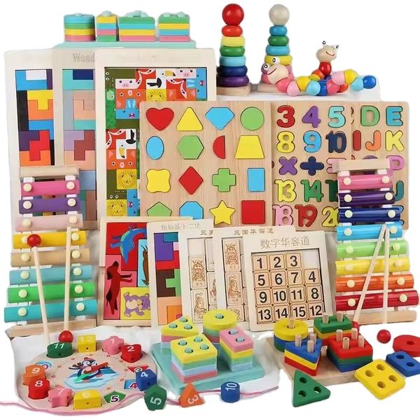 Custom Montessori baby materials wood teaching aids toys wooden sensory game educational learning preschool training for kids