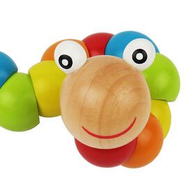 Eurolucky Baby Wood Block Set Colored Finger Training Montessori Educational Toy Animal Twisted Worm Puzzle Building Blocks