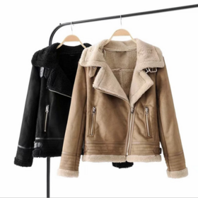 Women's jacket fleece warm filling winter wear slim fit suede jacket for women for women