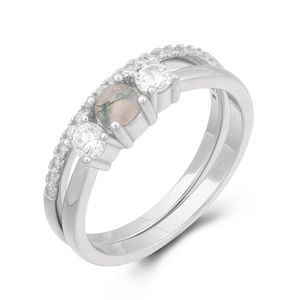 925 Luxury Bridal Gemstone Ring for Women Solitaire Engagement Wedding Band Fine Jewelry Wholesale Agate Sterling Silver Ring