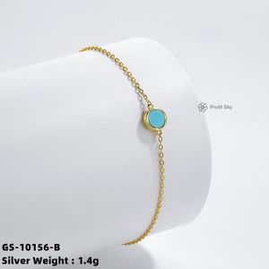 2024 Factory Price Fashionable OEM Gold Vermeil Adjustable Jewelry Round Shape Turquoise 925 Sterling Silver Bracelet for Women